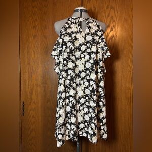 Candie's Black White Gold Floral Cold Shoulder Dress Juniors Size XL